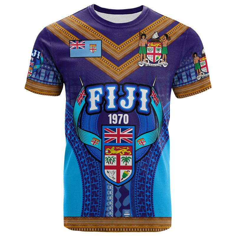 Fiji 3D Printed T-shirts Summer Round Neck Short Sleeves Casual Tops  Street Oversized men's T-shirts