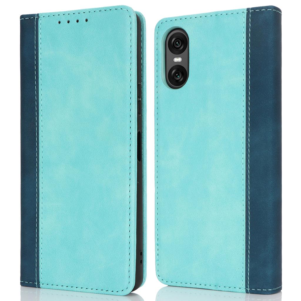 For Sony Xperia 10 VI Case Calf Texture 3 Card Slots Color Splicing Leather Phone Cover