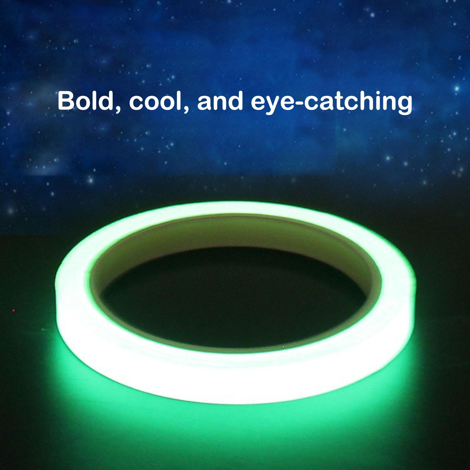 Bicycle Reflective Stickers 1cm x 8m Self-Illuminating Tape for Night Cycling Safety Self Luminous зелёный