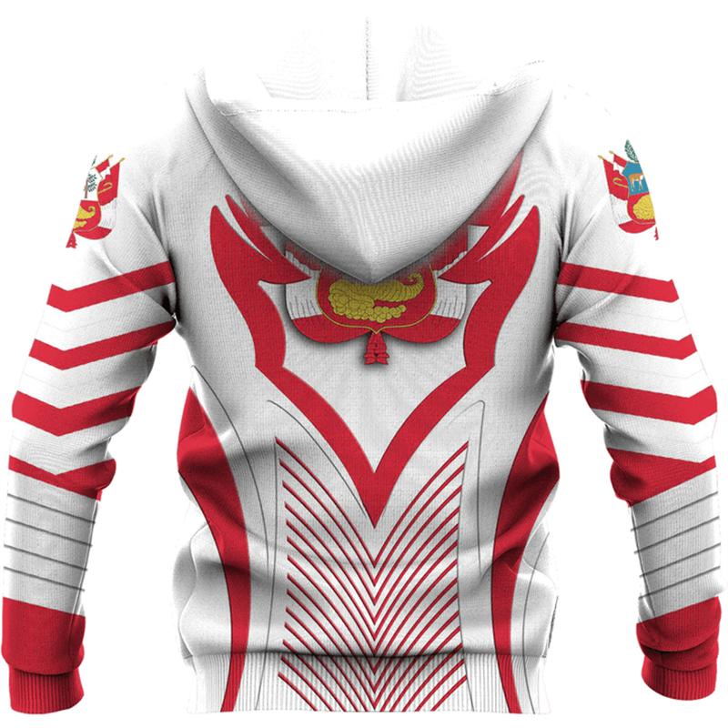 Peru National Emblem 3D Print Hoodie For Men Clothing Fashion Sports Hooded Sweatshirts Casual Streetwear Long Sleeve Pullovers