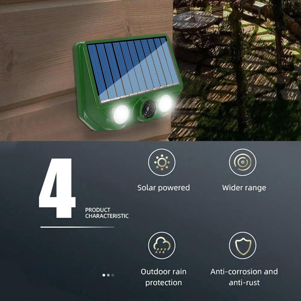 1-3PCS Solar Animal Repellent Scarer Ultrasonic Animals Sonar Repellent Outdoor Pest Sensor Deterrent Dog/Cat/Bird Frighten