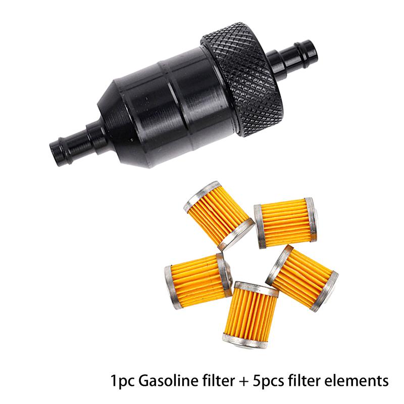 8Mm Cnc Aluminum Gasoline Cleaner +5 Pieces Reusable Cleanable Fuel Filter Motorcycle Atv Quad Inline Oil And Gas Fuel Filter