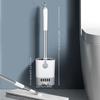 Wall-mounted Toilet Brush with Long Handle, Flexible No-dead-angle Cleaning, Comes with Storage Holder for Bathroom Use.