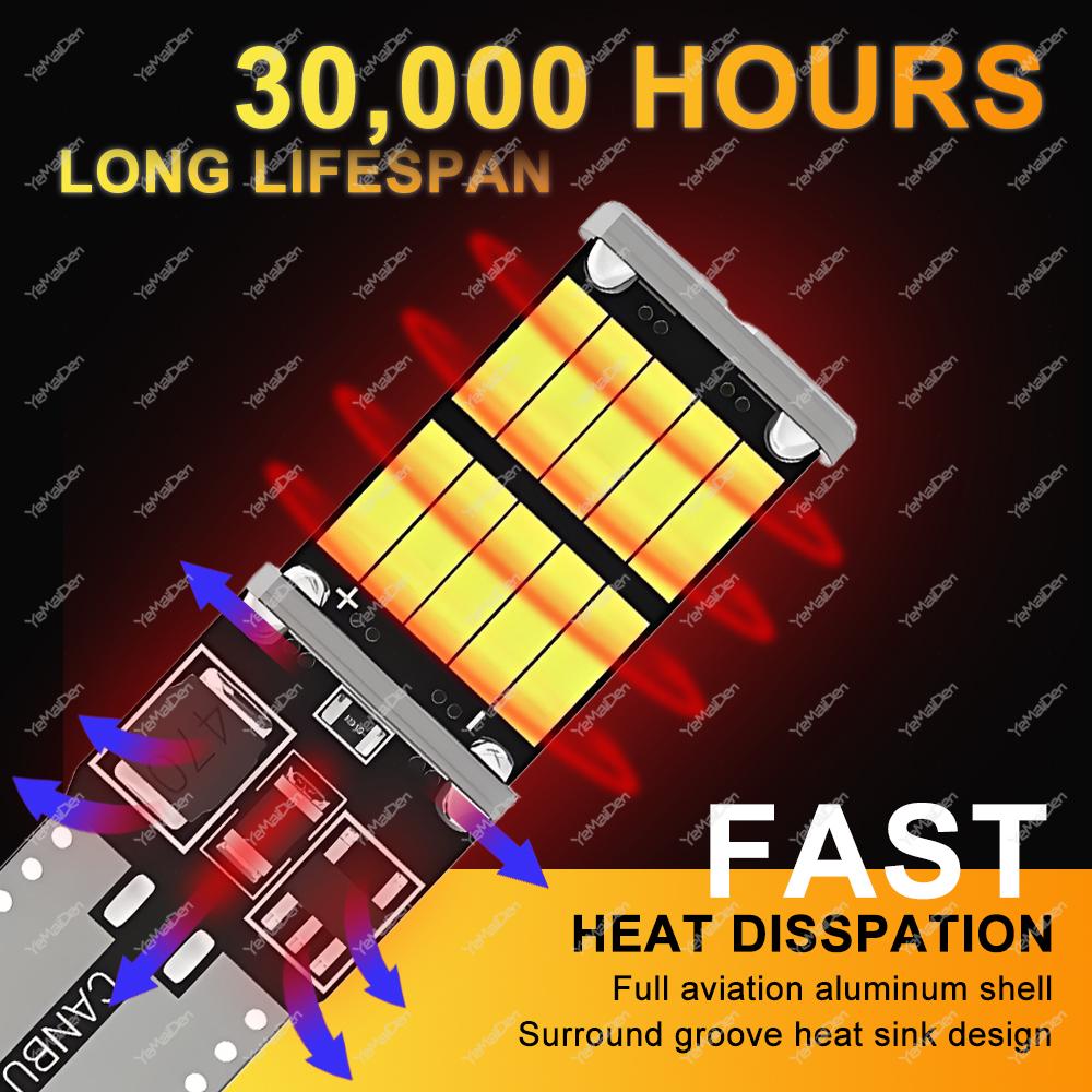 2/4/6/10/20 PCS 900LM 12V 24V T10 W5W LED Bulb For Car Interior Dome Door Trunk License Plate Side Lights 4014-26SMD 6500K White Dome Lights 6