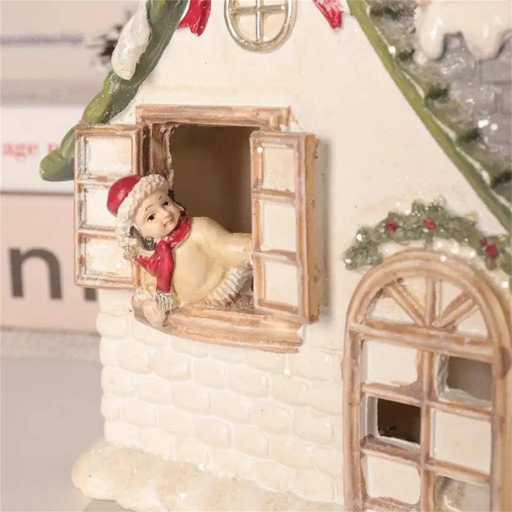 Christmas House Statue Desktop Centerpiece Statue Christmas Decoration Ornaments
