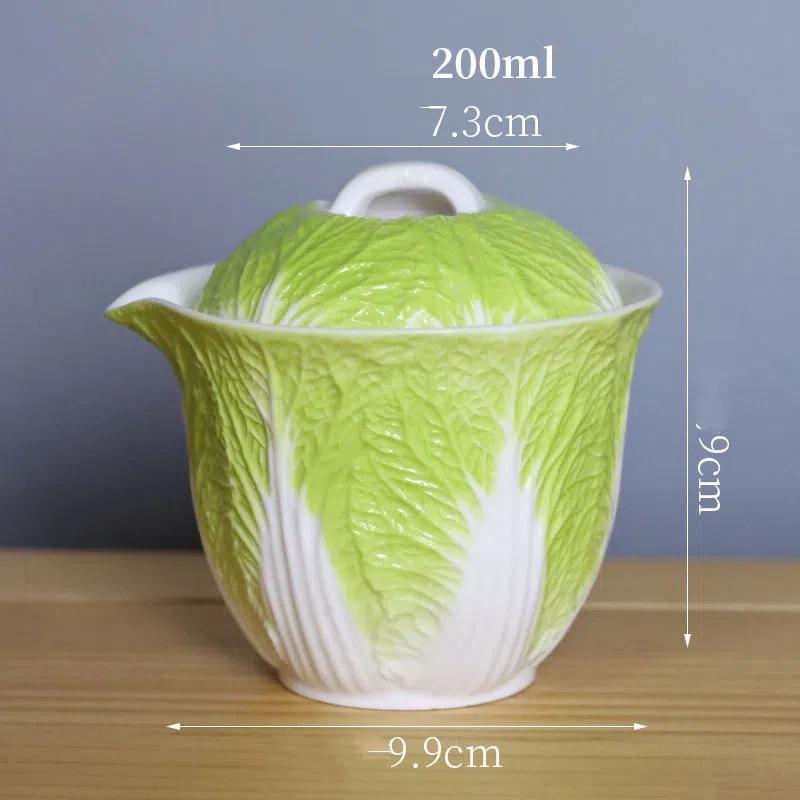 Creative Ceramic Cabbage Tea Caddy, Mini Portable Sealed Jar for Travel and Food Storage