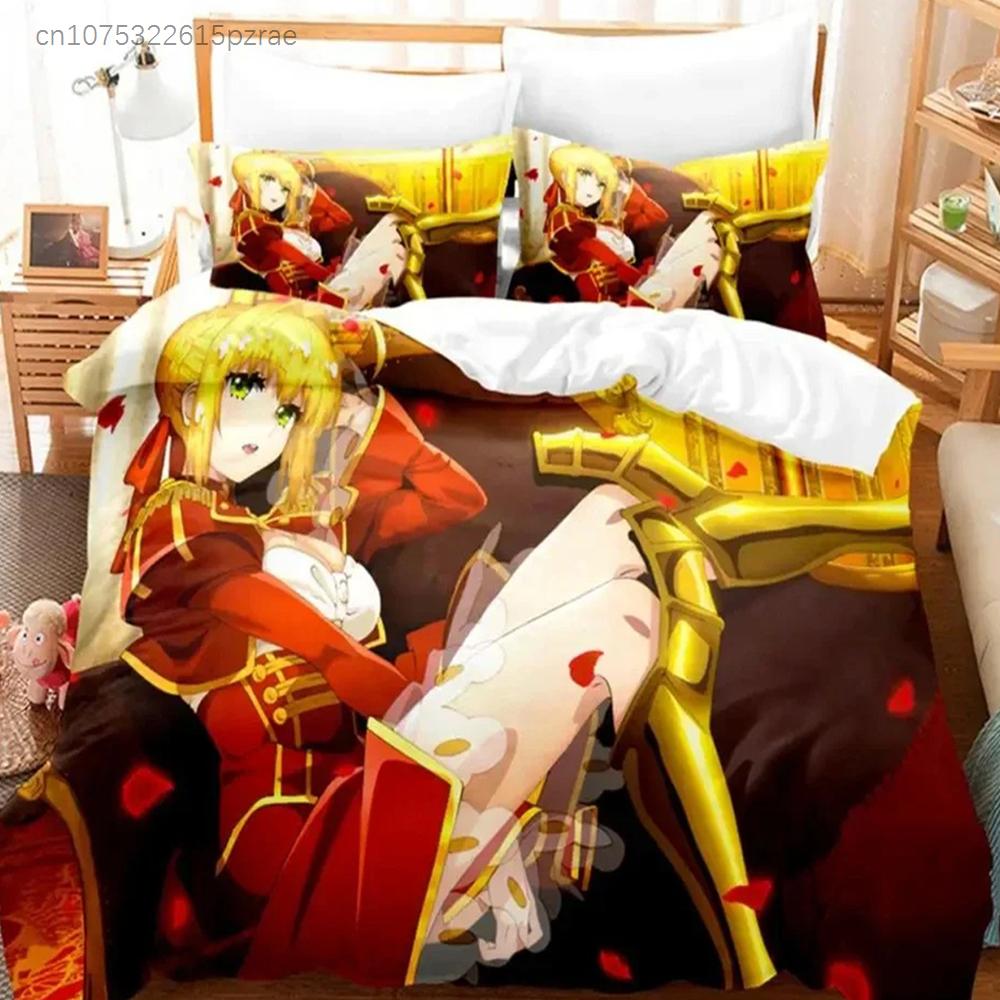 Anime Fate EXTRA Saber Nero Bedding Set Bedroom Soft Modern Bedspreads Comefortable Kids Duvet Cover Quilt Cover And Pillowcase