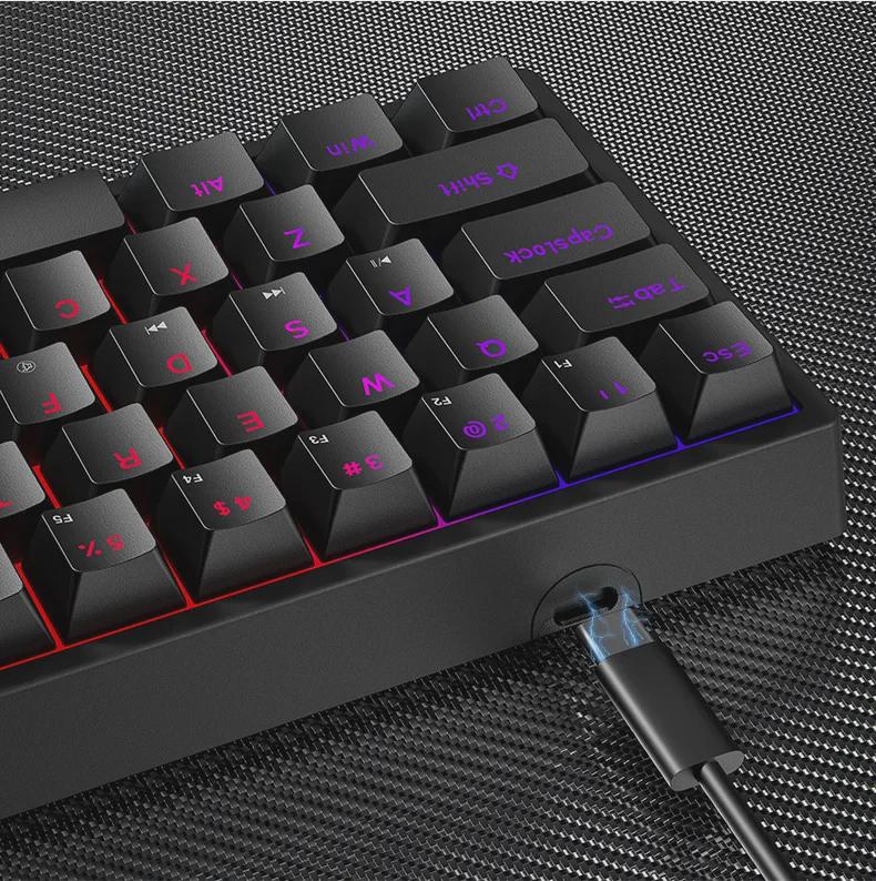 K620 Wired & Bluetooth RGB Gaming Mechanical Keyboard, Hot-Swappable, Blue Switch, Type-C