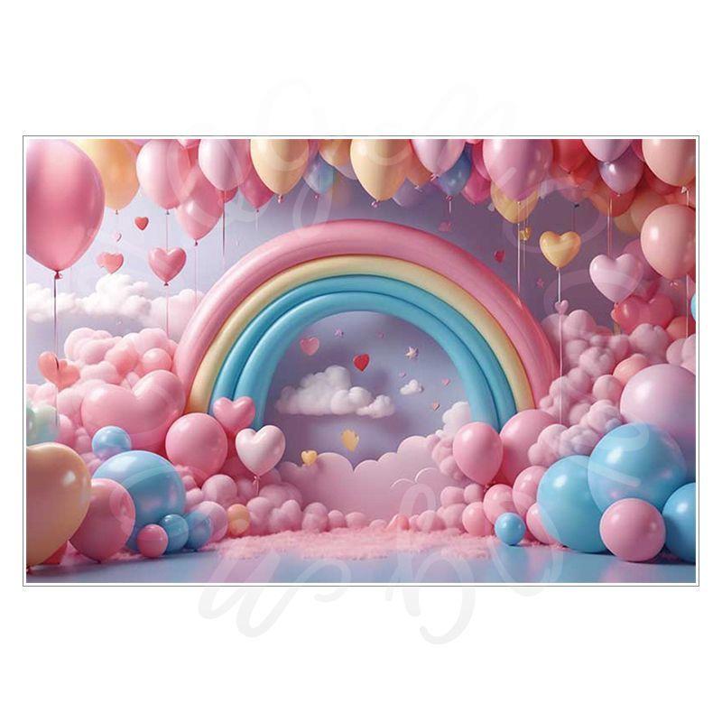 Balloon Cartoon Background Fabric for Pet Children's Birthday Party Decoration Wall Fabric, Photography and Photo-taking Background Fabric