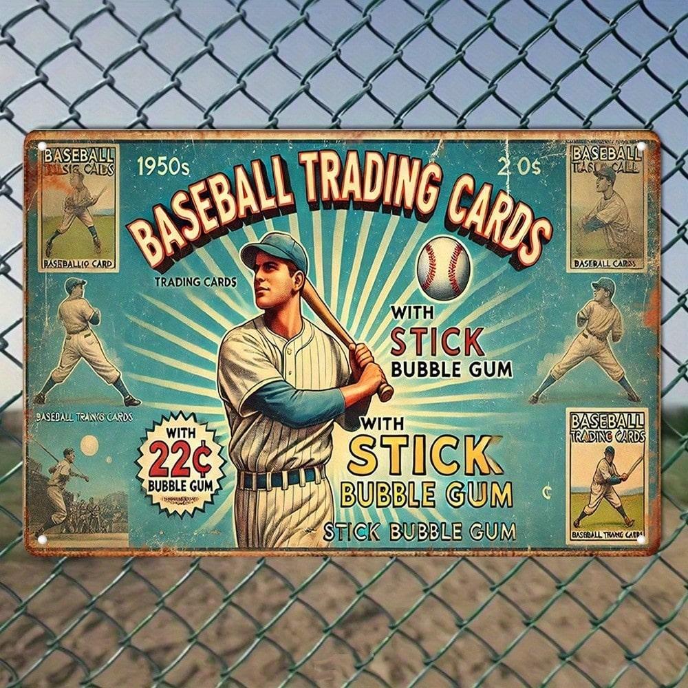 Retro Vintage Metal Tin Sign 8x12 Inch Baseball Card Wall Decor Man Cave Bar Garage 20x30
