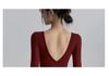 Women's Long Sleeve Yoga Top with Chest Pads - V-Neck, Stylish Back, Breathable, Comfortable, Ideal As Outerwear for Summer Sports.