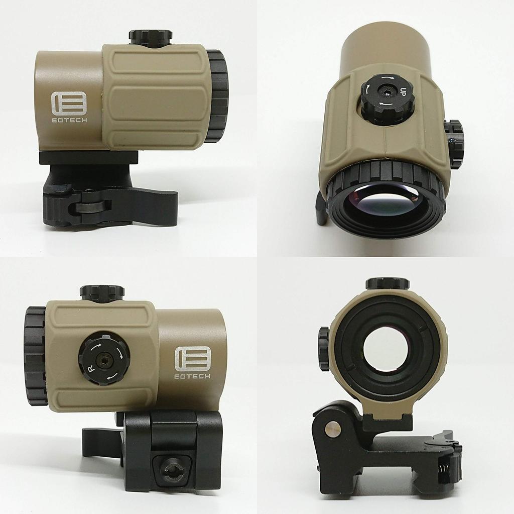 [AERITH BLACK] EO G43 Type Magnifier, Realistic Engraving, Replica Tan Color, EXPS G33 STS Mount, 3x Magnifire Booster Scope for G43 (Tan)