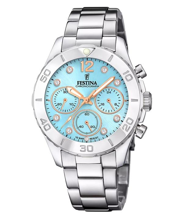 

Festina Boyfriend Chronograph Crystal Accents Blue Dial Quartz F20603-4 100M женские часы синий