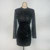 Women's Luxury Mesh Round Neck Long Sleeve Bodycon Dress