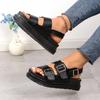 Women's Sandal British Style Rome Shoe Comfy Soft Leather 2024 Summer Sandalias Metal Buckle Casual Slipper Flat Platform Sandal
