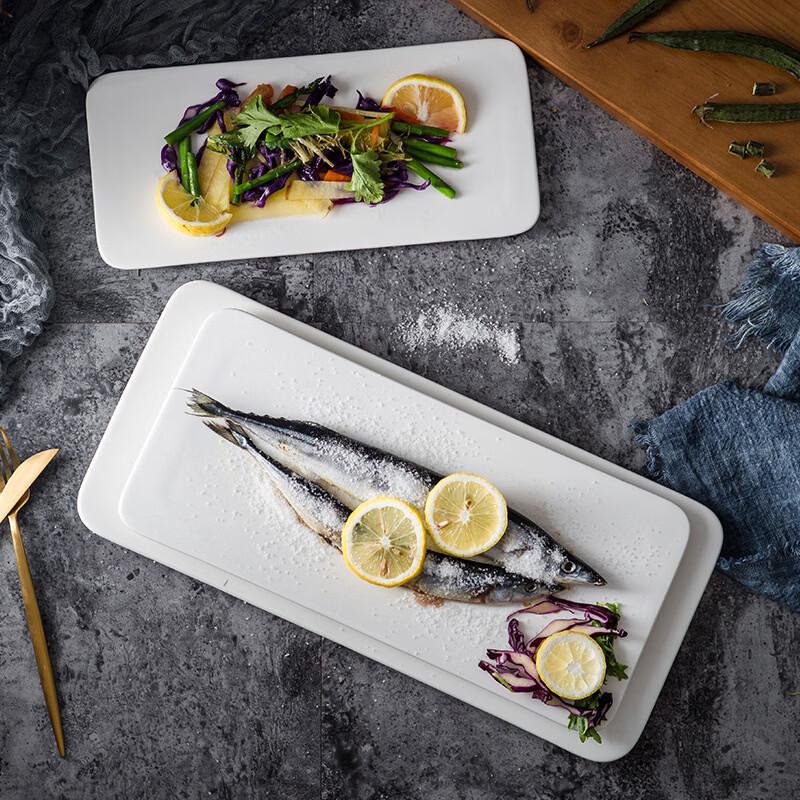 Abay 14-inch Rectangular Ceramic Serving Plate