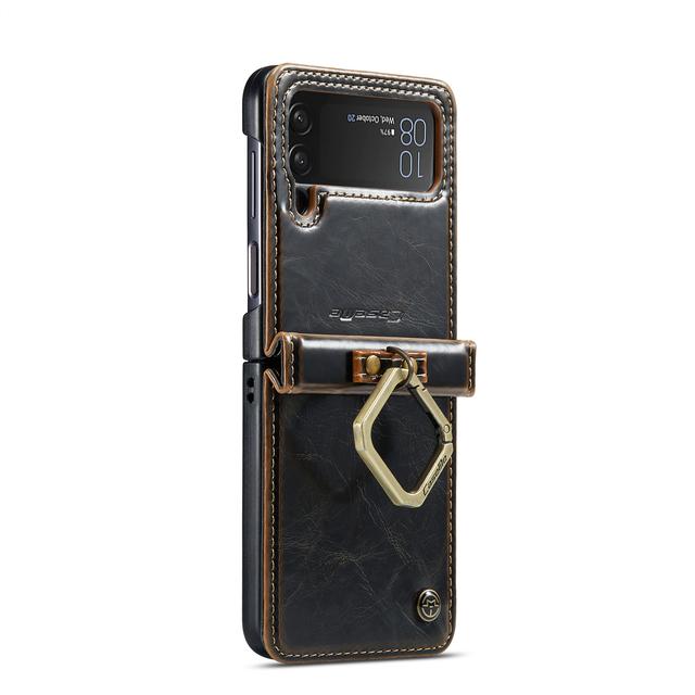 Leather Protection Phone Case For Samsung Galaxy Z Flip4 Flip 4 5g Zflip4 Non -Slip Phone Strop Ring Cover For Samsung Flip4