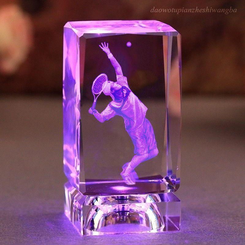 Kreatives Badminton Kristall Leuchtendes Ornament Individuell Graviert Geburtstagsgeschenk Sport Souvenir