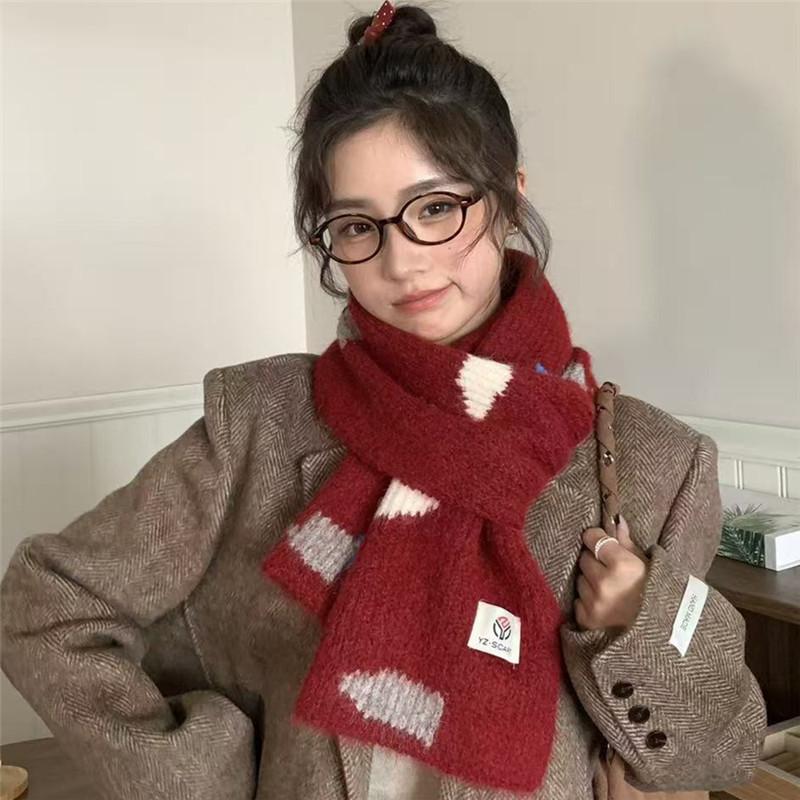 New Knitted Scarf Women's Cloud Pattern Autumn and Winter Korean Version Versatile Cute Girl Student Neck Protector