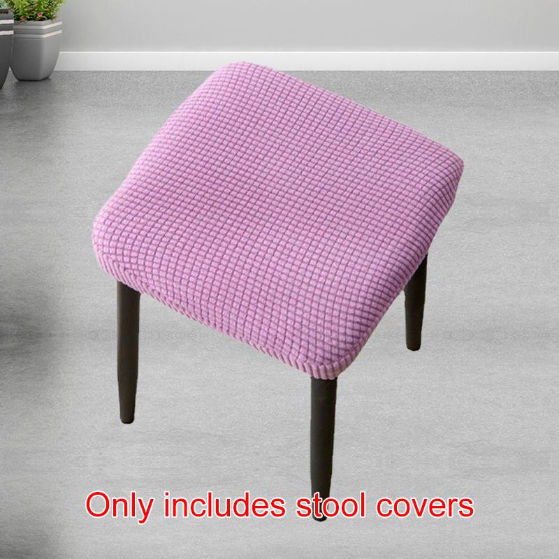 1Pc Stool Cover Dustproof Polyester Elastic Stool Chair Covers Removable Square Seat Cover Solid Color Chair Covers