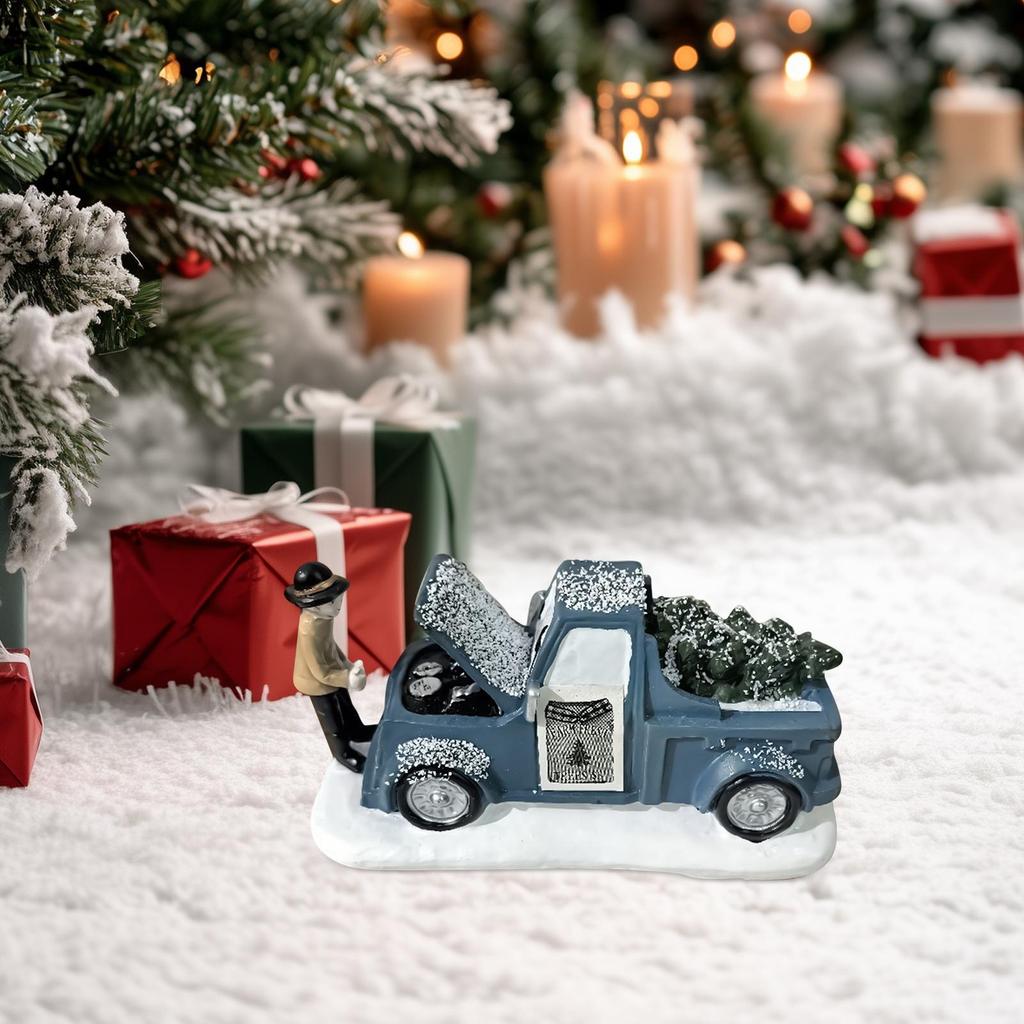 Old Truck Decor Resin Vintage Rustic Ornaments Christmas Farmhouse Decor For Holiday Party Offices Home Room Desk Desktop Farm