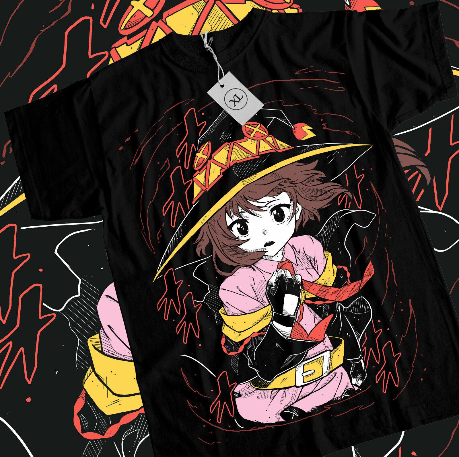 

Konosuba Megumin T-Shirt Waifu Kawaii Anime Japanese Unisex Black Short sleeve 4XL
