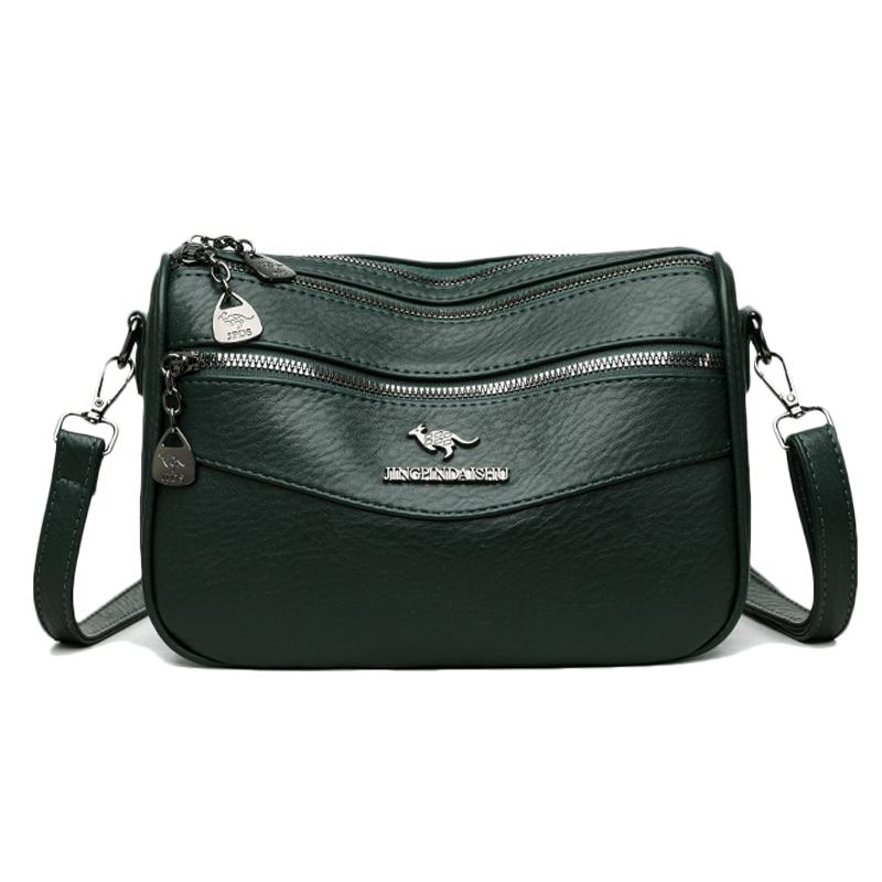 

Women s Messenger Bag Multi-Layer Crossbody Bag Mother s Bag Large Capacity Shoulder Bag 24.5 *9 *16 cm зелений