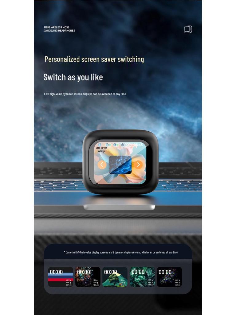 2025 Wireless Bluetooth Earbuds: Color Touch Screen, ANC, ENC, In-Ear Sports.