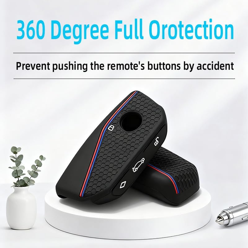 2PCS Key Fob Cover Compatible with BMW X1 Msport X2 X5 G05 M60i X5M X6 X7 740i X3 M50 540i 2024 2025 2026 Protector Silicone Case with Little Lanyard