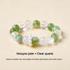 Natural Rose Quartz & Xiuyu Jade Beaded Bracelet Set Clear Quartz Healing Crystal Stretch Bracelet