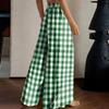 Women's High Waist Wide Leg Pants Loose Fit Lightweight Plaid Print Casual Trousers with Elastic Waistband Comfortable Fit