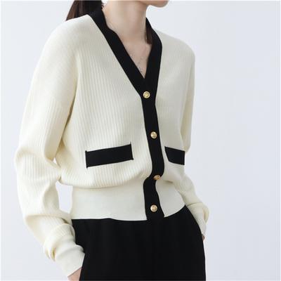 2023 Autumn New V-neck Knitted Cardigan Women's Korean Edition Sweater Coat Top