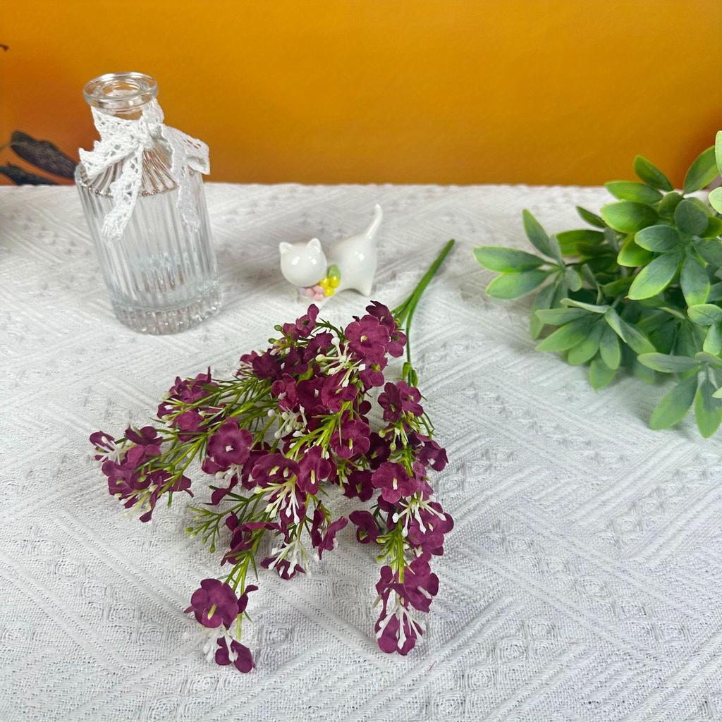 1Pc Fresh Pastoral Style Simulation 5-pronged Wintersweet Baby's Breath Bunch of Flowers