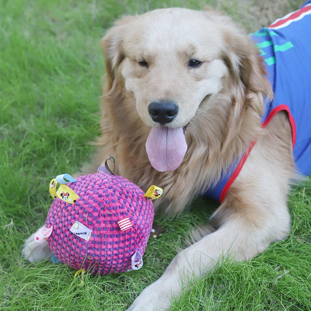 Interaktives Hundespielzeug mit Ball für aggressives Kauen, Training zum Entspannen, bissfestes Hundespielzeug mit Plüschgriff und Glöckchen, Heimtierbedarf
