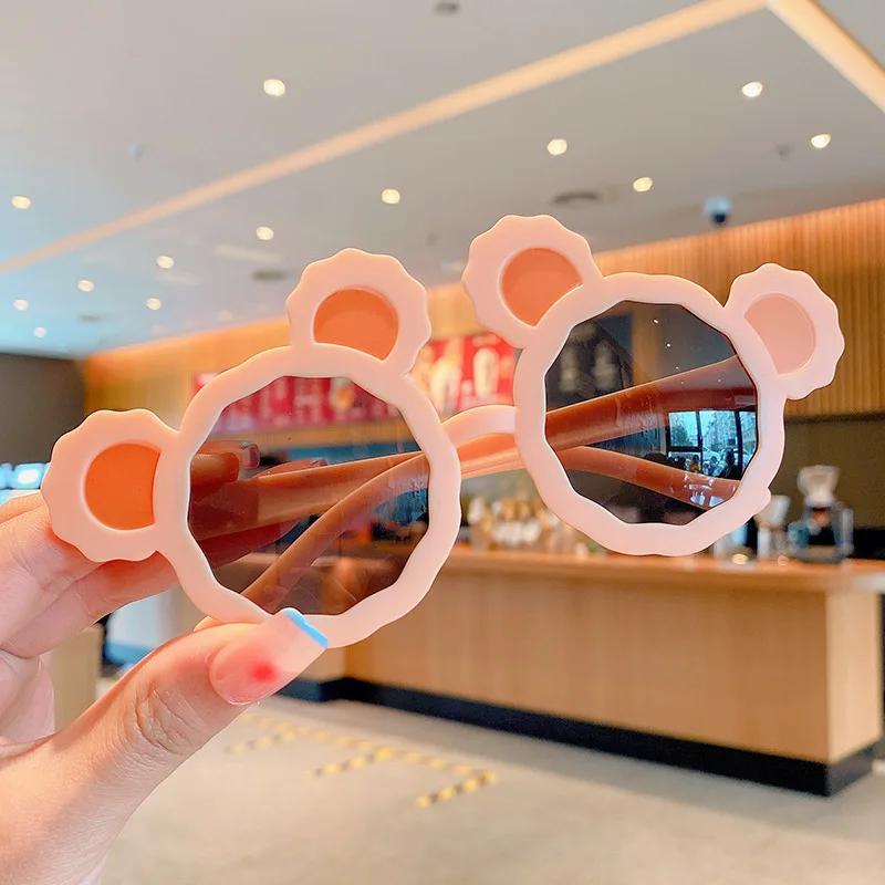 New Children Cute Little Bear Sunglasses Girls' Fashion Circle Sun Glasses Cute Baby Outdoor Sunshade Eyewear Uv400