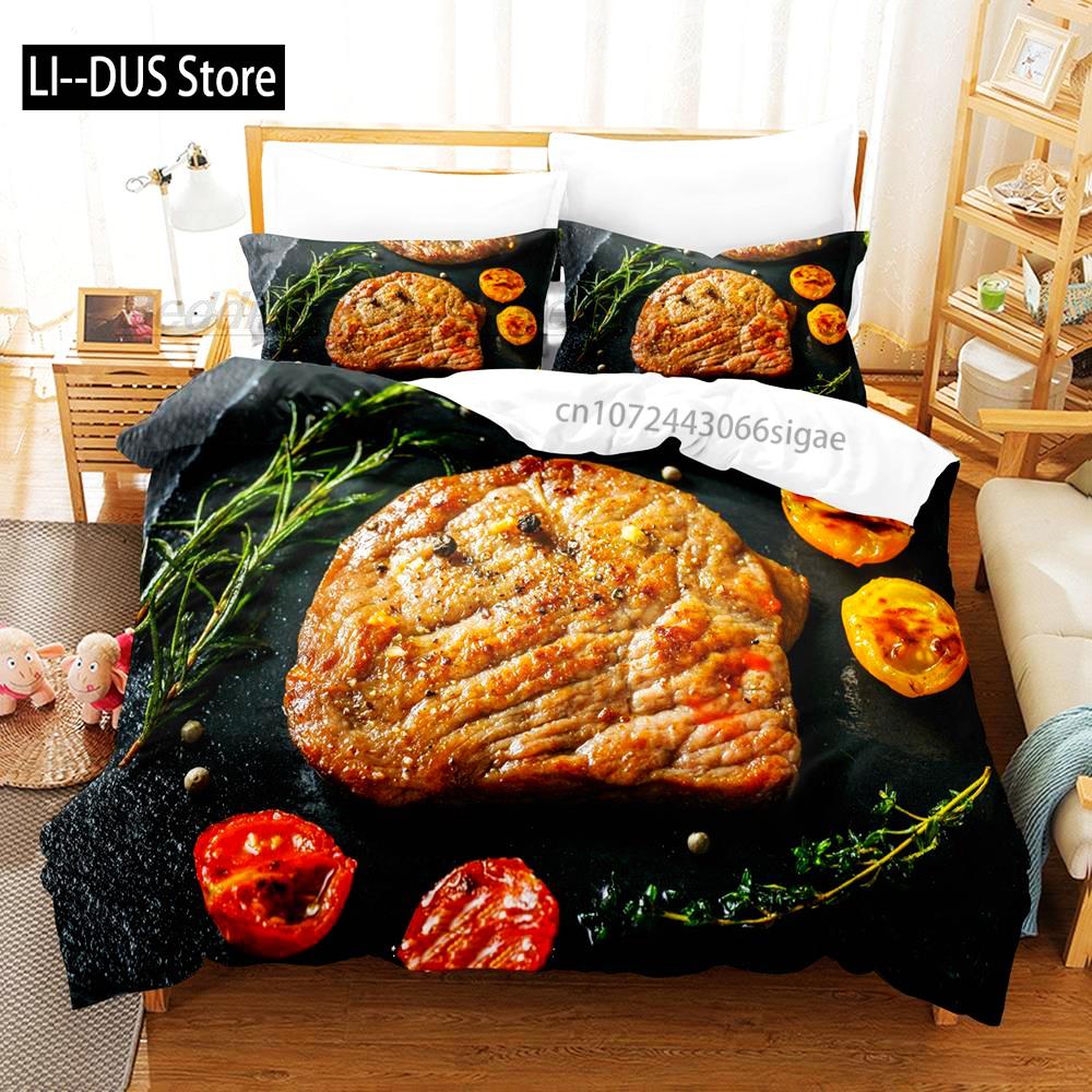 Beefsteak Bedding Set Single Twin Full Queen King Size Bed Set Aldult Kid Bedroom Duvetcover Sets 3D Print Gourmet Steak