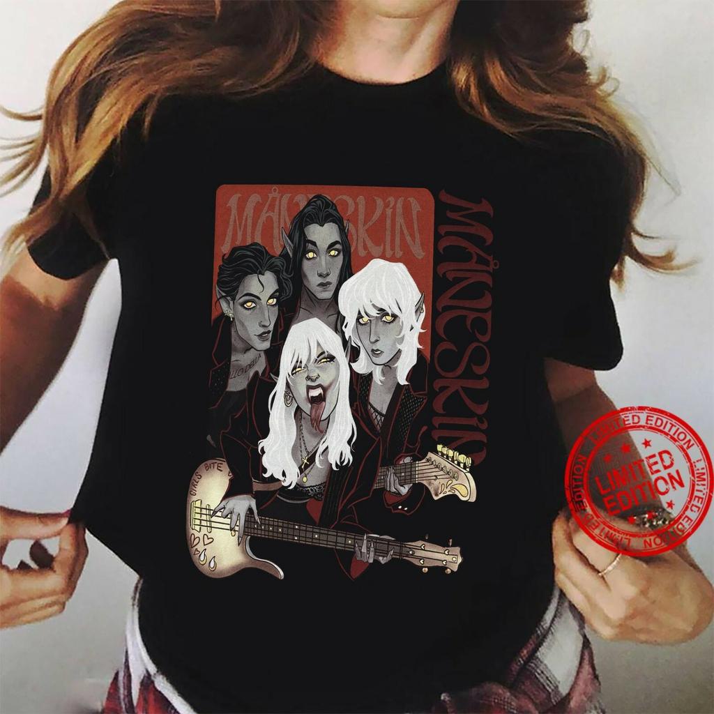 Maneskin Music Band Cotton Black Full Size Men Women Classic Shirt