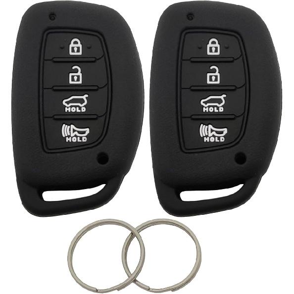 Silicone Protector Key Fob Cover Case fit for Hyundai Sonata Elantra Tucson Keyless Entry Key Fob (NOT Fit Flip Key) (Black2)
