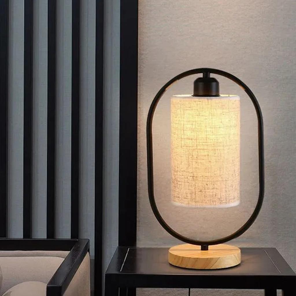 Desk Lamp, Bedroom, Bedside, Personalized, Creative  Retro Fabric, Warm Solid Wood Dimming Small Night Light