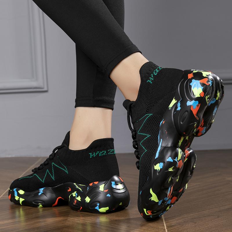 Knitted Sneakers for Men Black Comfortable Woman Shoe Men's Sports Shoes Platform Lightweight Casual Shoes Plus Size 35-47