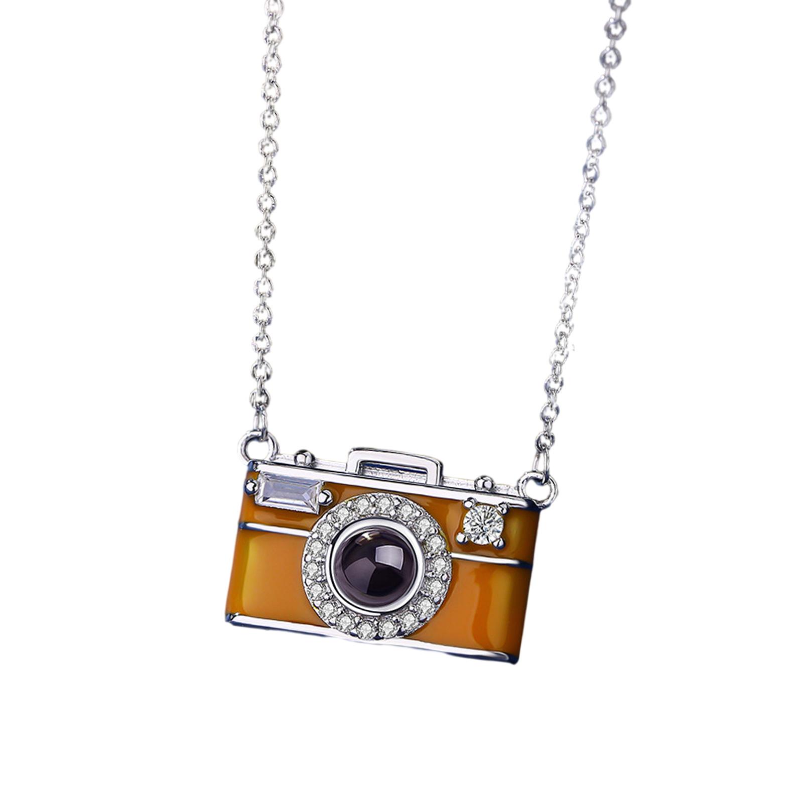 

Multilingual Projection Camera Pendant Necklace 100 Languages Support Adjustable Chain Lightweight Copper Accessory 1