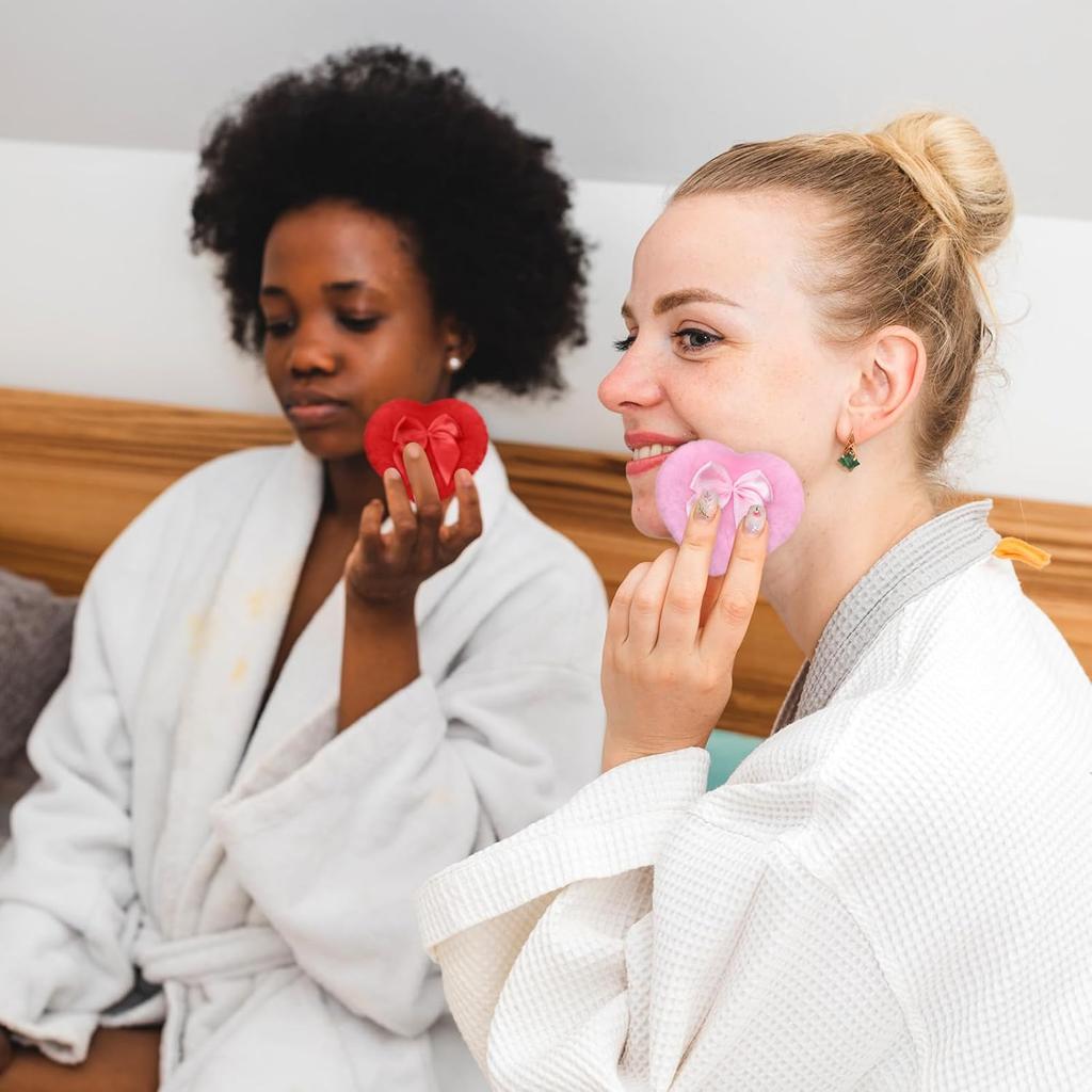 4 Pcs Dusting Powder Puff,Heart Body Powder Puff,Soft Powders Puffs for Body Powders,Washable Reusable for Wet Dry Makeup Tool for Baby & Kid & Adult