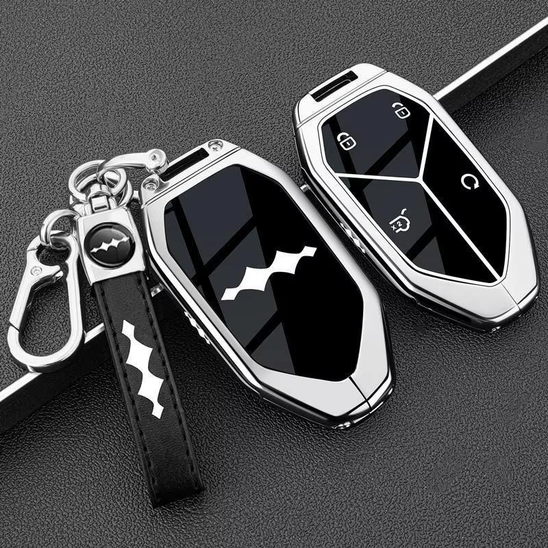 Car Key Case Cover Shell Fob For BYD Equation Leopard 8 Leopard 5 2025 2024 Zinc Alloy Leather Protection Holder Accessories