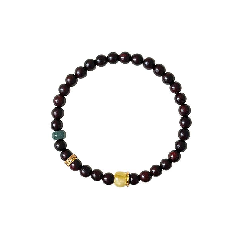 Natural stone crystal geometric beaded bracelet retro high-end bracelet women's niche light luxury versatile jewelry