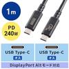SANWA SUPPLY USB 40Gbps (USB 4 Gen 3) Type-C Cable KU-40GCCPE10