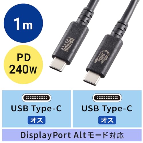 SANWA SUPPLY USB 40Gbps (USB 4 Gen 3) Type-C Cable KU-40GCCPE10