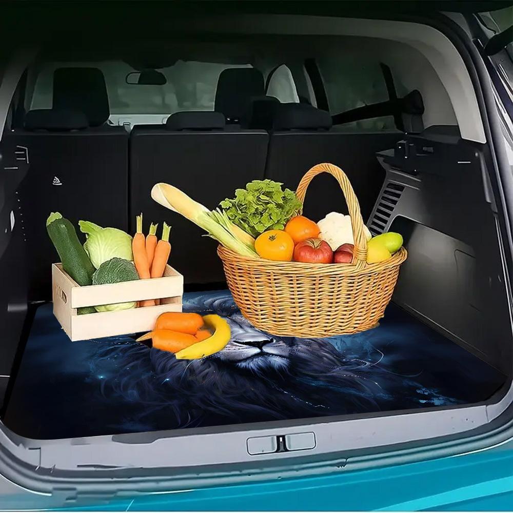 1Pcs Starry Sky Lion Print Car Trunk Mat with Anti Slip Cargo Liner Waterproof Rear Storage Protector Floor Mat for SUV Sedan Ve