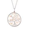 Handmade Wrapped Silver Silk Natural Crystal Gravel Wrapped Tree Of Life Fruit Tree Pendant N94