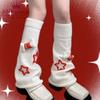 Meias longas Lolita femininas para outono e inverno, aquecedores de perna estilo Harajuku, adoráveis, com pequenos ossos em 3D e estrelas tricotadas, polainas para botas.