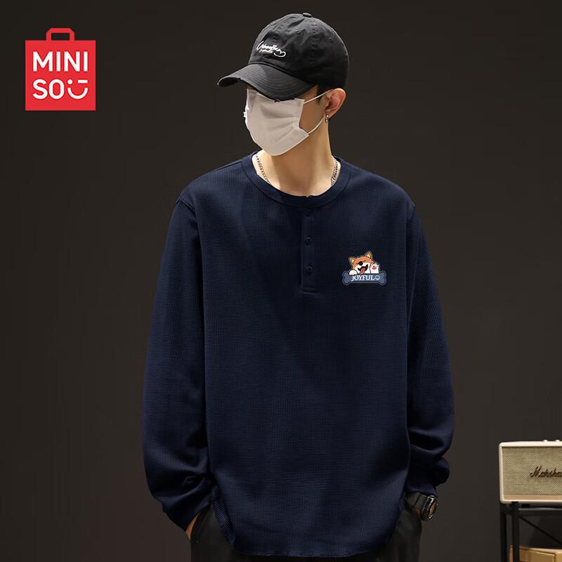 MINISO Men s Waffle Texture Long-Sleeve T-Shirt M